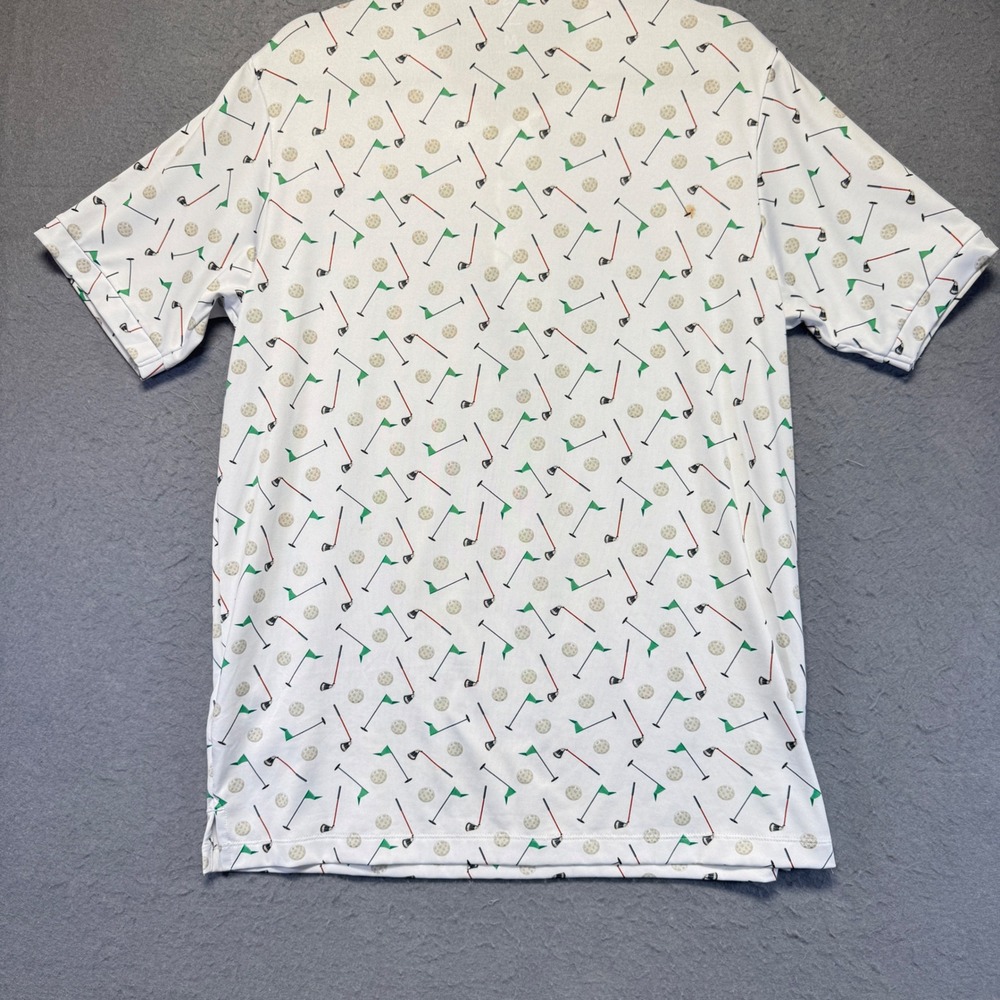 Caddy Cart Mens Golf Polo Shirt All Over Print Golf Clubs Ball Flags Size Medium - Picture 4 of 8